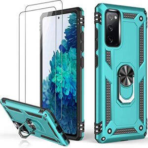lumarke galaxy s20 fe case,pass 16ft. drop tested military grade cover with magnetic ring kickstand compatible with car mount holder,protective phone case for samsung galaxy s20 fe teal