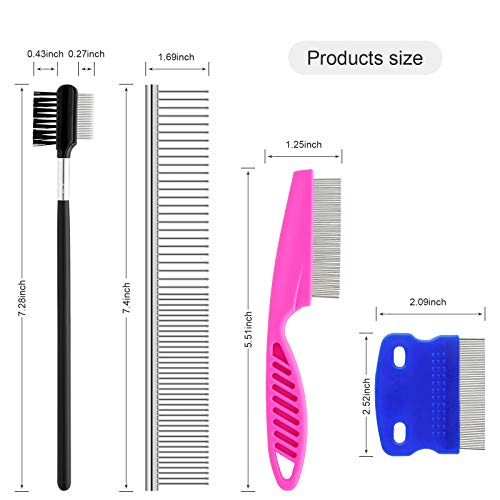 GUBCUB Pets Grooming Comb Kit for Small Dogs Puppies, Tear Stain Remover Comb, 2-in-1 Dog Combs with Round Teeth to Remove Knots Crust Mucus