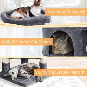 Yaheetech 23.5in Cat Tree Tower, Cat Condo with Sisal-Covered Scratching Posts, Cat House Activity Center Furniture for Kittens, Cats and Pets - Dark Gray