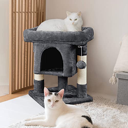 Yaheetech 23.5in Cat Tree Tower, Cat Condo with Sisal-Covered Scratching Posts, Cat House Activity Center Furniture for Kittens, Cats and Pets - Dark Gray