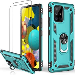 lumarke galaxy a51 5g case,pass 16ft. drop tested military grade cover with magnetic ring kickstand compatible with car mount holder,protective phone case for samsung galaxy a51 5g teal