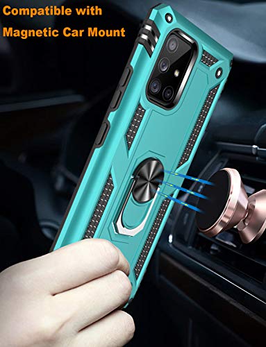 LUMARKE Galaxy A51 5G Case,Pass 16ft. Drop Tested Military Grade Cover with Magnetic Ring Kickstand Compatible with Car Mount Holder,Protective Phone Case for Samsung Galaxy A51 5G Teal