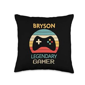 gamer bryson name gifts bryson name gift gamer decor boys bedroom accessories throw pillow, 16x16, multicolor