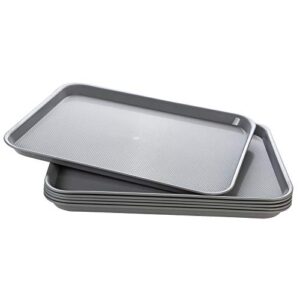 eslite rectangular plastic serving trays,fast food serving cafeteria trays,17"x13",set of 6 (grey)