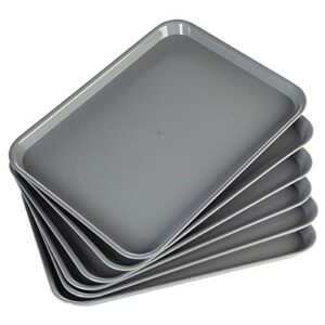 Eslite Rectangular Plastic Serving Trays,Fast Food Serving Cafeteria Trays,17"X13",Set of 6 (Grey)