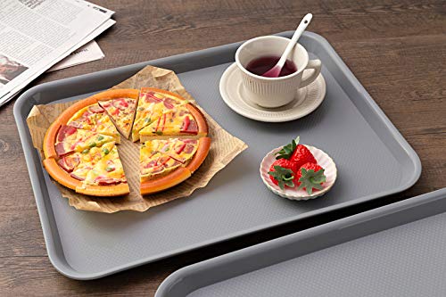Eslite Rectangular Plastic Serving Trays,Fast Food Serving Cafeteria Trays,17"X13",Set of 6 (Grey)