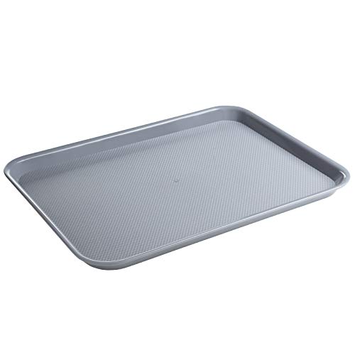 Eslite Rectangular Plastic Serving Trays,Fast Food Serving Cafeteria Trays,17"X13",Set of 6 (Grey)