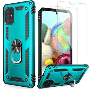 lumarke galaxy a51 case,pass 16ft. drop tested military grade cover with magnetic ring kickstand compatible with car mount holder,protective phone case for samsung galaxy a51 4g lte teal