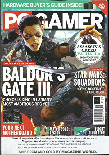 PC GAMER MAGAZINE, BALDUR'S GATE III * STAR WARS SQUADRONS NOVEMBER, 2020 #336 ( PLEASE NOTE:: ALL THESE MAGAZINES ARE PET & SMOKE FREE MAGAZINES. NO ADDRESS LABEL. FRESH FROM NEWS STAND (SINGLE ISSUE MAGAZINE )