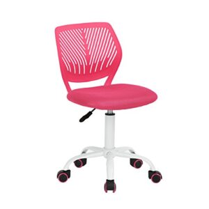 furniturer writing task chair for teens boys girls 360 rolling wheels fabric soft pad seat breathable backrest, height adjustable liftup 29.5"-34.3",rose/pink (pink)