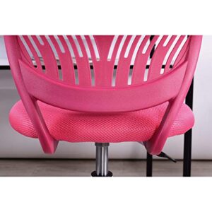 FurnitureR Writing Task Chair for Teens Boys Girls 360 Rolling Wheels Fabric Soft Pad Seat Breathable Backrest, Height Adjustable Liftup 29.5"-34.3",Rose/Pink (Pink)