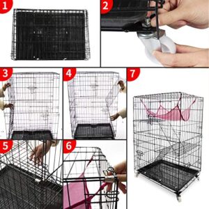 Daorfaa 2-Tier Large Cat Ferret Cage Kennel Crate Playpen Box, Collapsible Home for Small Animals, 24 x 17 x 40 Inches, Black