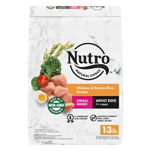 nutro natural choice small breed adult dry dog food, chicken & brown rice recipe dog kibble, 13 lb. bag