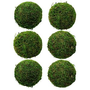 natural green moss decorative ball 3.5" set of 6, hanging balls with handmade, hanging balls vase bowl filler, christmas tree garden weddings home party decor