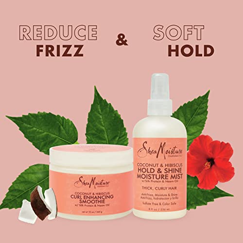 SheaMoisture Bundle Styling Cream Curly, Frizzy Hair Coconut & Hibiscus Curling Cream for Natural Hair 12oz, 8oz, Transparent