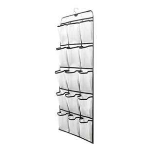 zimso 30 pockets dual sided hanging shoe rack hanging shoe shelves, baby shoe hanger organizer for closet 43.9 x 43.9 in (white)