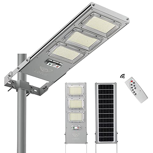 Lovus 800W Commercial Solar Street Light, Outdoor Solar Flood Light Dusk to Dawn with Remote Control and Motion Sensor for Parking Lot, Highway, Garage, Wall or Pole Mount, ST150-038