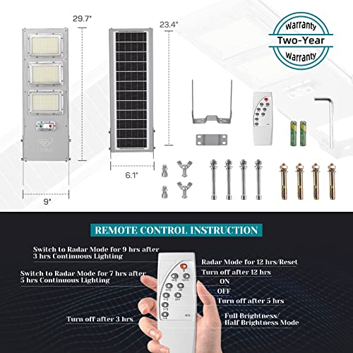 Lovus 800W Commercial Solar Street Light, Outdoor Solar Flood Light Dusk to Dawn with Remote Control and Motion Sensor for Parking Lot, Highway, Garage, Wall or Pole Mount, ST150-038