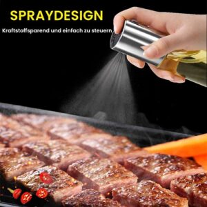 Bugucat Oil Sprayer Bottle 100 ml (2 Pieces), Vinegar Spray Oil Dispenser Oil Trigger Glass Bottle Transparent Oil Sprayer with Brush for BBQ Grilling Baking Roasting Cooking Salad Pasta Making