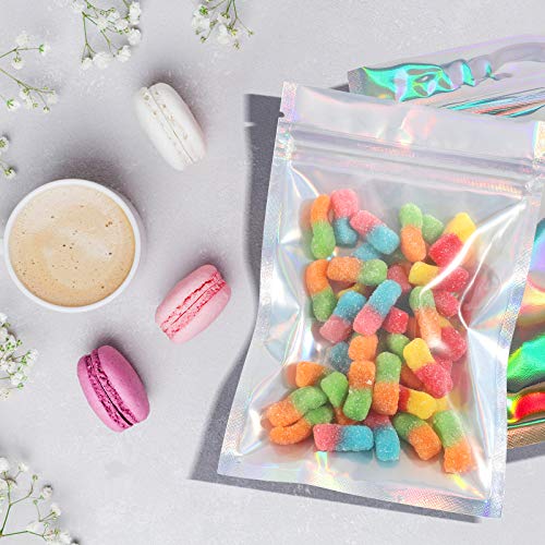 Green Nexus 100 Pack Smell Proof Odorless Bags- 5x7 Inch Resealable Holographic Bags Foil Pouch Bag Flat Ziplock Bag