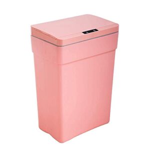 kitchen touch free trash can garbage can with lid waste bin sensor automatic 13 gallon 50l large capacity trash can for bathroom office bedroom home, pink