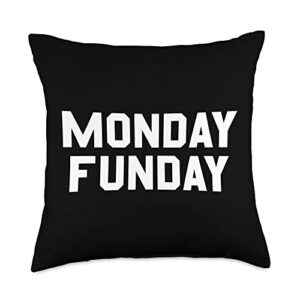 Monday Funday Sarcastic Work Week and Football Love Throw Pillow, 18x18, Multicolor