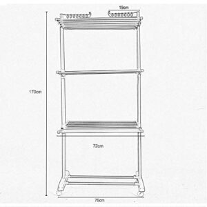 Kentaly Clothes Drying Rack, 3-Tier Collapsible Rolling Dryer Clothes Hanger Adjustable Large Stainless Steel Garment Laundry Racks with Foldable Wings Indoor Outdoor