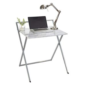 urban shop compact folding desk, white marble