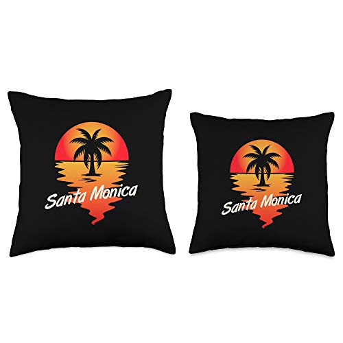 Santa Monica USA California Gift Santa Monica USA California Travel Vacation Souvenir Beach Throw Pillow, 16x16, Multicolor