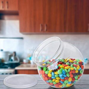 TOPZEA 3 Pack Candy Jars with Lids, 46 Oz Plastic Candy Jar with Lid Clear Cookie Container Sweet Jar Wide Mouth Opening Kitchen Countertop Jars for Candies, Jelly Beans, Cookies, Cereal Snack Storage