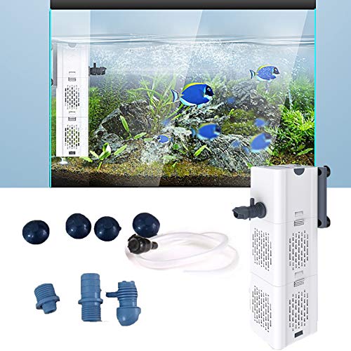 Ultra Quiet Fish Tank Filter 4-in-1 Internal Aquarium Filter,500-1800L/H Submersible Water Filter Pump Multifunctional Filter Water Pump for Betta, Turtle, Pond Fish, Garden. (15W 267GPH (1000L/h))