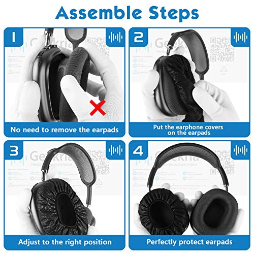 Geekria 30 Pairs Disposable Headphones Ear Cover for Over-Ear Headset Earcup, Stretchable Sanitary Ear Pads Cover, Hygienic Ear Cushion Protector (M/Black)