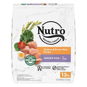nutro natural choice senior dry dog food, chicken & brown rice recipe dog kibble, 13 lb. bag