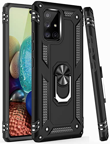LUMARKE Galaxy A71 5G Case,Pass 16ft. Drop Tested Military Grade Cover with Magnetic Ring Kickstand Compatible with Car Mount Holder,Protective Phone Case for Samsung Galaxy A71 5G Black