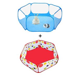 2 packs of portable small animals playpen, outdoor/indoor pop open pet exercise fence, guinea pig accessories metal wire yard fence c&c cage tent for rabbits, hamster, chinchillas and hedgehogs