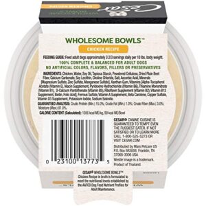 CESAR WHOLESOME BOWLS Adult Soft Wet Dog Food Chicken Recipe, 3 Ounce (Pack of 10)
