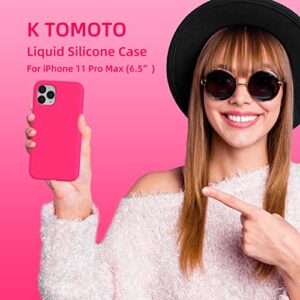 K TOMOTO Compatible with iPhone 11 Pro Max Case 6.5 Inch, Full Body Protection Liquid Silicone Gel Rubber Cover with Microfiber Lining, Thick Shockproof Protective Phone Cases, Hot Pink