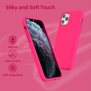 K TOMOTO Compatible with iPhone 11 Pro Max Case 6.5 Inch, Full Body Protection Liquid Silicone Gel Rubber Cover with Microfiber Lining, Thick Shockproof Protective Phone Cases, Hot Pink