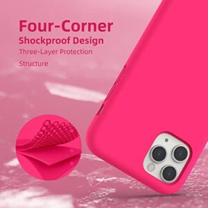 K TOMOTO Compatible with iPhone 11 Pro Max Case 6.5 Inch, Full Body Protection Liquid Silicone Gel Rubber Cover with Microfiber Lining, Thick Shockproof Protective Phone Cases, Hot Pink