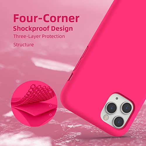 K TOMOTO Compatible with iPhone 11 Pro Max Case 6.5 Inch, Full Body Protection Liquid Silicone Gel Rubber Cover with Microfiber Lining, Thick Shockproof Protective Phone Cases, Hot Pink