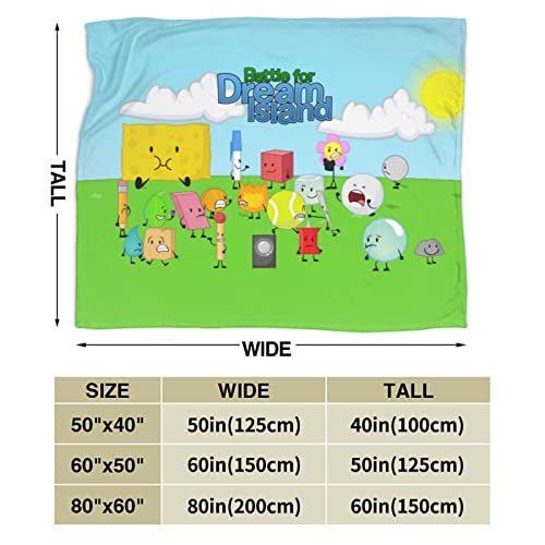 Bfdi-Battle for Dream-Island Plush Blanket Ultra-Soft Flannel Throw 3D Printing Fuzzy Blankets for Adults Kids 60"X50"