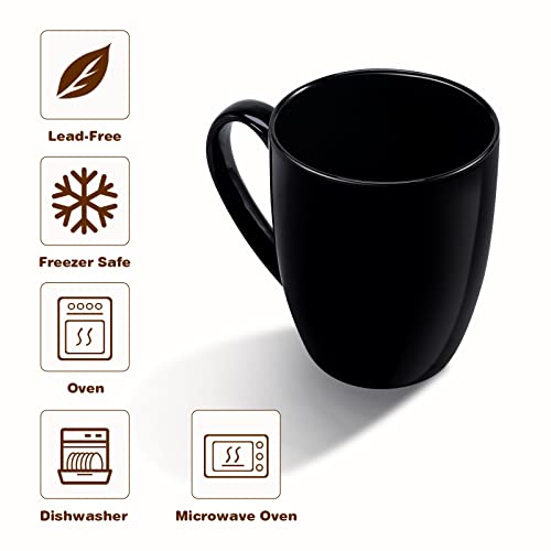 Urbanstrive 16 oz Large Coffee Mug with Handle Tea Cup Novelty Coffee Cup Idea Gift for Men Women Office Work, Black