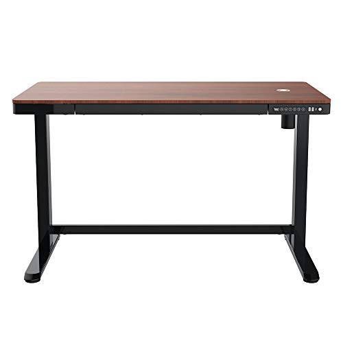 KOBLE Juno 48” Electric Height-Adjustable Desk with Black Frame and Walnut Foil Top