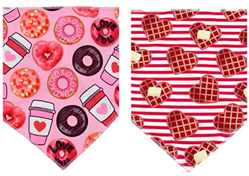 Valentines Day Dog Bandana 2 Pack - Triangle Bibs Pet Scarf for Small Dogs Puppy Cat