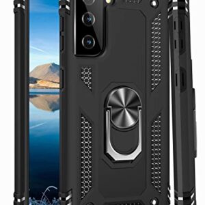 IKAZZ Galaxy S21 Case,Samsung S21 Cover Military Grade Shockproof Heavy Duty Protective Phone Case Pass 16ft Drop Test with Magnetic Kickstand Car Mount Holder for Samsung Galaxy S21 Black