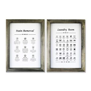 kdesign laundry signs for laundry room decor, 11 x 15 inch vintage, wooden framed laundry room sign x 2, laundry symbols wall art for farmhouse laundry room decor