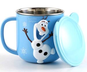 everyday delights disney frozen olaf blue stainless steel insulated 3d cup with lid,250ml
