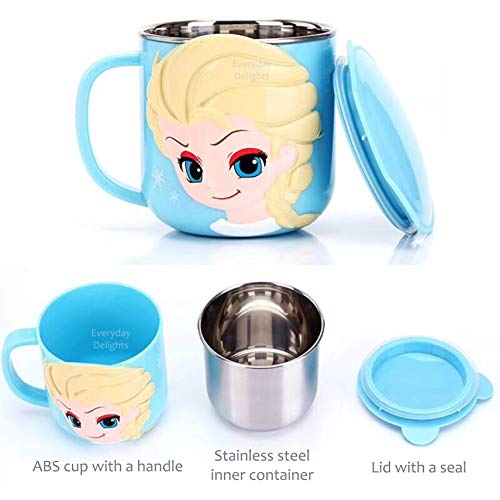 Everyday Delights Disney Frozen Olaf Blue Stainless Steel Insulated 3D Cup with Lid,250ml