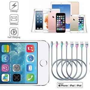 iPhone Charger 90 Degree Right Charging Cord 4Colorful Lightning Cable 6FT 4Packs [Apple MFi Certified] for Apple Charger, iPhone 13/12/11/SE/Xs/XS Max/XR/X/8 Plus/7/6 Plus (Grey+)