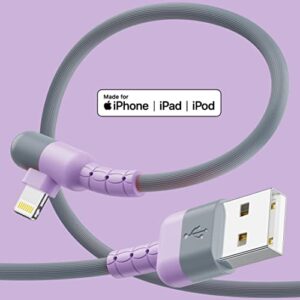 iPhone Charger 90 Degree Right Charging Cord 4Colorful Lightning Cable 6FT 4Packs [Apple MFi Certified] for Apple Charger, iPhone 13/12/11/SE/Xs/XS Max/XR/X/8 Plus/7/6 Plus (Grey+)